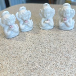 Vintage Christmas Bisque Porcelain Angel Bell Ornaments 4 angels in total